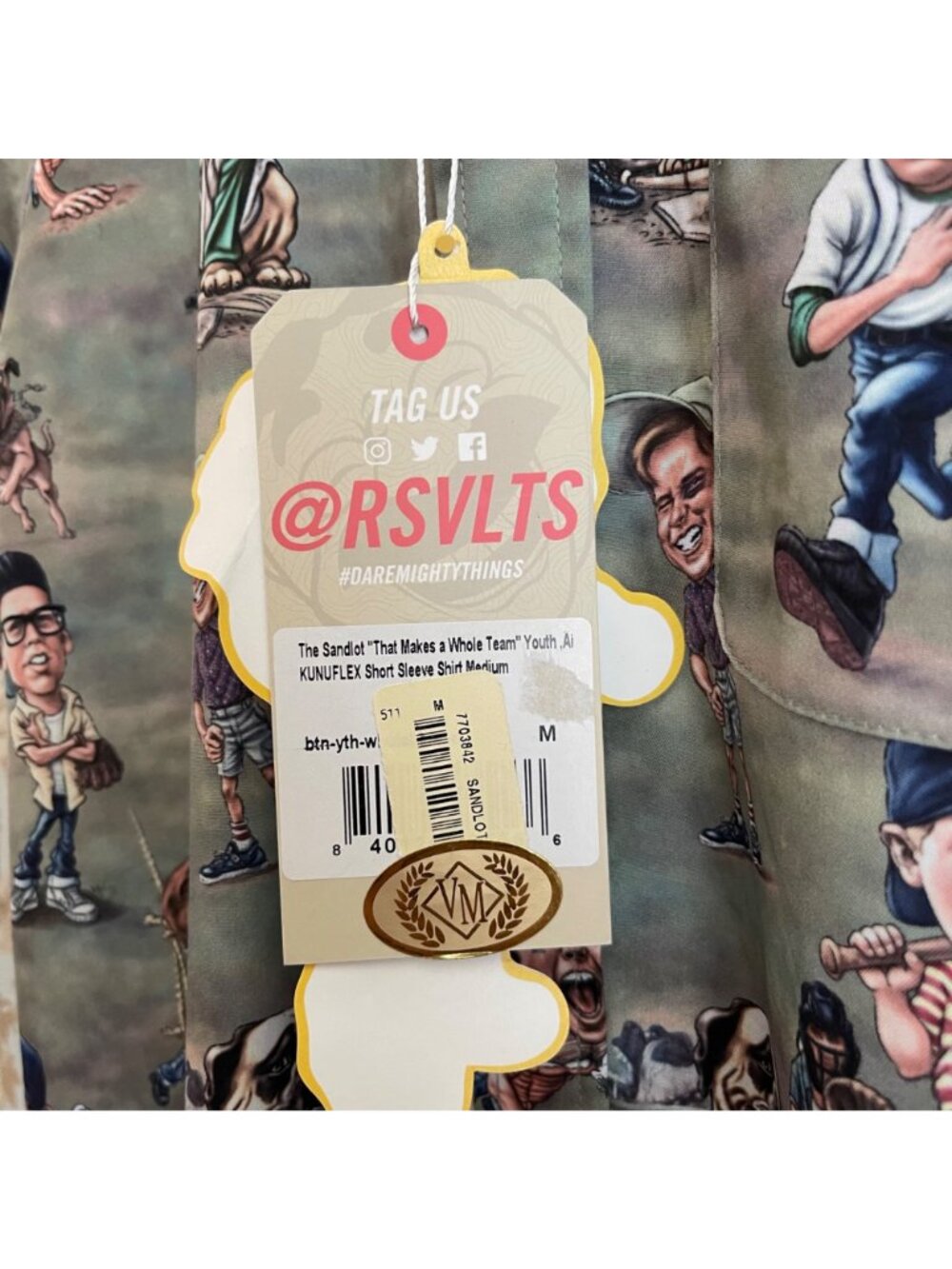 RSVLTS The Sandlot Youth Shirt Size Medium KUNUFLEX NWT Baseball Movie - Picture 8 of 13
